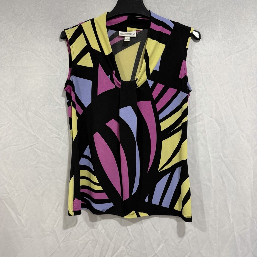dana buchman sleeveless top Geometric Multicolor S Blouse